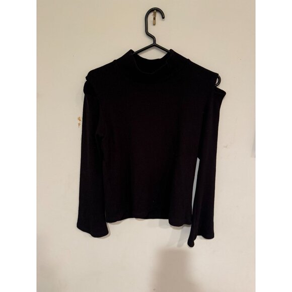 LNA Clothing Medium Black Cold Shoulder Ribbed Sweater Top - Picture 1 of 3